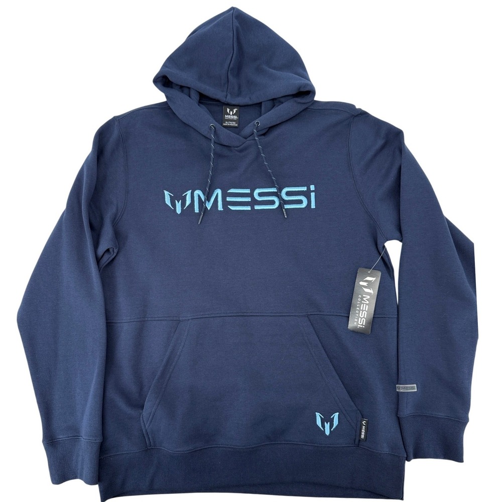 Messi Collection Mens Pullover Hoodie Navy Blue Logo Graphic Sweatshirt XL NEW